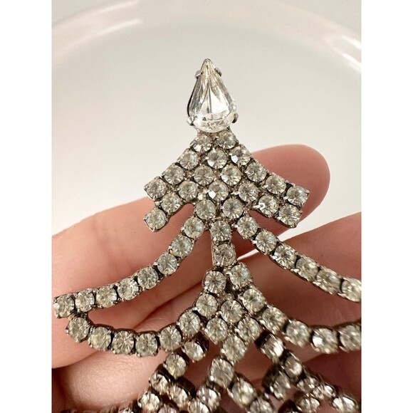Vintage clear rhinestone Christmas tree brooch pin - Picture 2 of 6